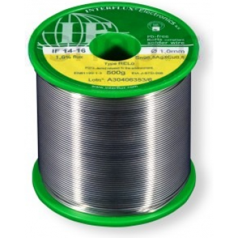 Проволочный бессвинцовый припой INTERFLUX IFLF Sn96.5/Ag3/Cu0.5 с флюсом 1.6% диаметр 1 мм IF1416-10LF