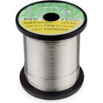 Проволочный припой бессвинцовый INTERFLUX Sn96.5/Ag3/Cu0.5 с флюсом 2.2% ⌀0.35 мм IF1422-03LF