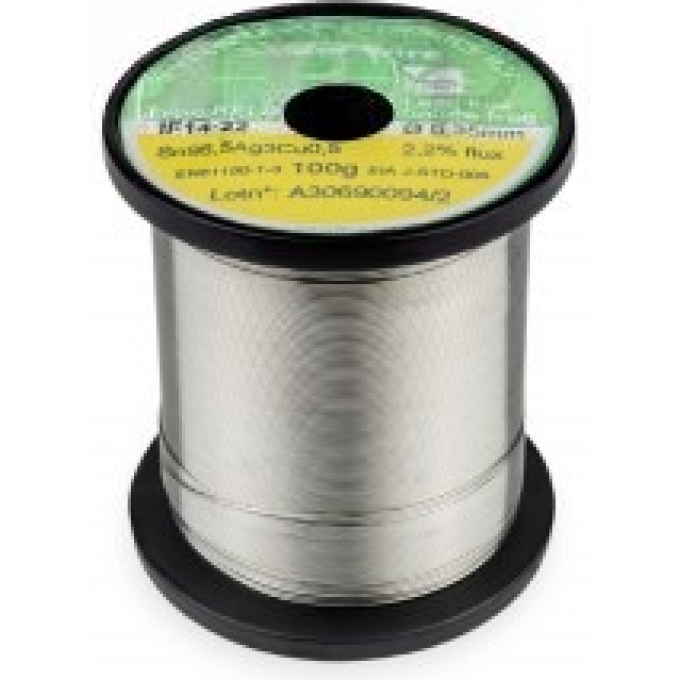 Проволочный припой бессвинцовый INTERFLUX Sn96.5/Ag3/Cu0.5 с флюсом 2.2% ⌀0.35 мм IF1422-03LF