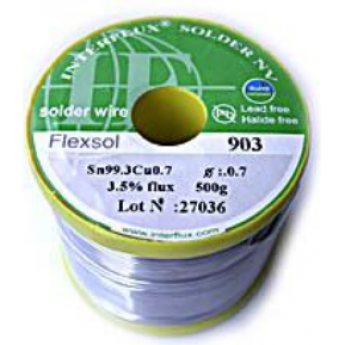 Припой проволочный INTERFLUX IF Sn99.3/Cu0.7 с флюсом 2.2% диаметр 0.5 мм IF903-50