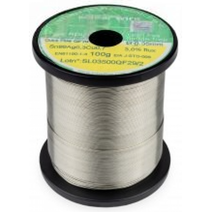 Проволочный припой бессвинцовый INTERFLUX с флюсом 3% Sn99/Ag0.3/Cu0.7 диаметр 0.35 мм IFQF30-03SN2